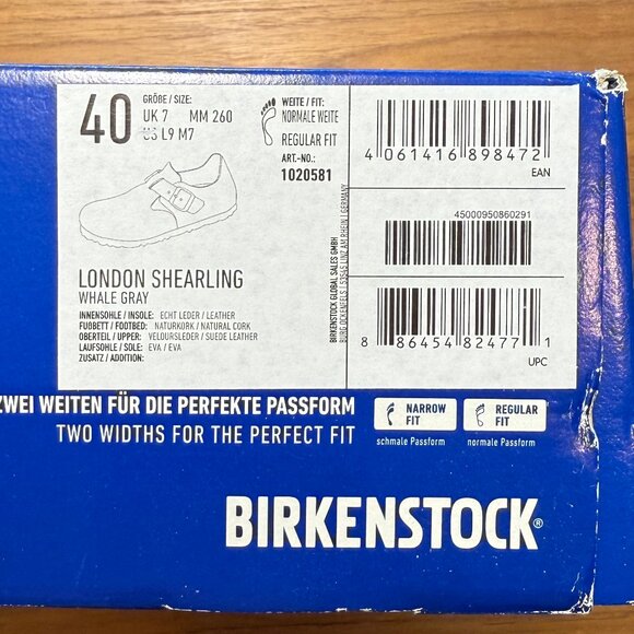 Birkenstock London Shearling in Suede, Whale Gray, US Women's 9-9.5, EU 40 - Picture 8 of 9